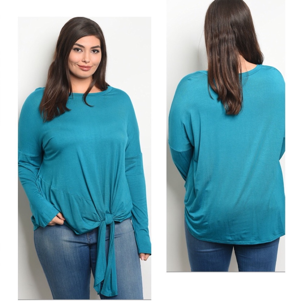 🤩Fantastic Bell Sleeve Teal Tie Top🌟